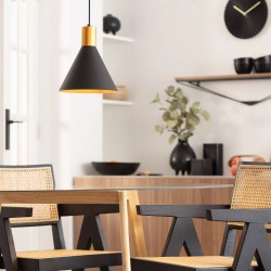 Wisząca lampa czarno złota nad stół do jadalni