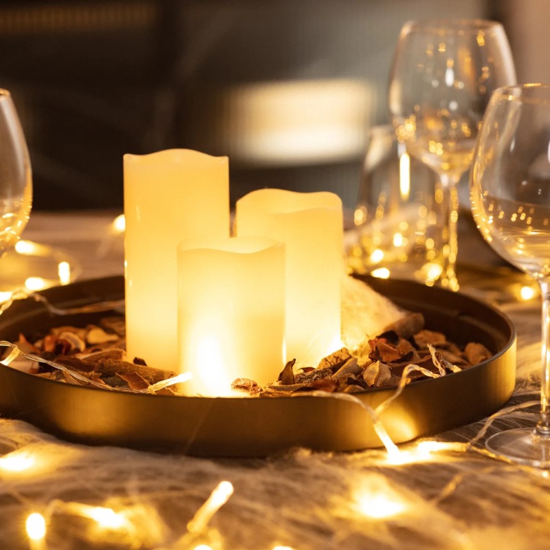 Świecące świece LED naturalny wosk pod lustro na okolicznościowym stole Aurora %separator% %shop-name%