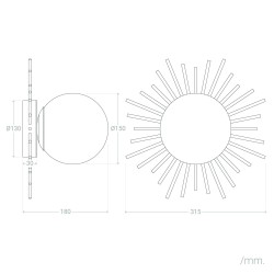 Złoty kinkiet lampa sufitowa z kulą