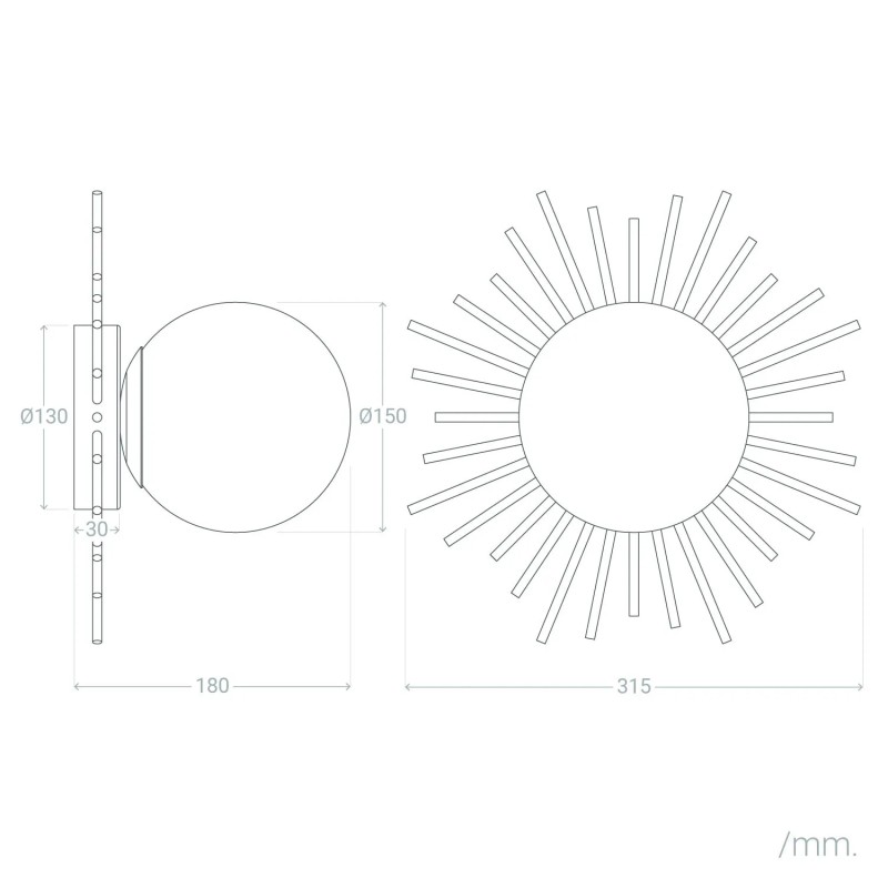 Złoty kinkiet lampa sufitowa z kulą
