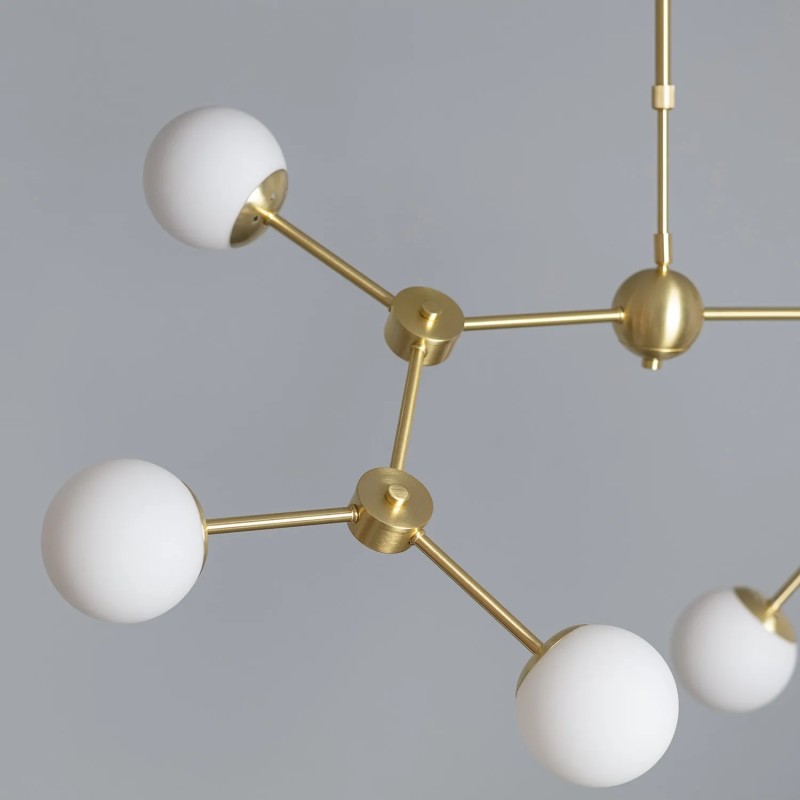 Złota Lampa Sufitowa Kule szklane koloru Mlecznego Ricardo