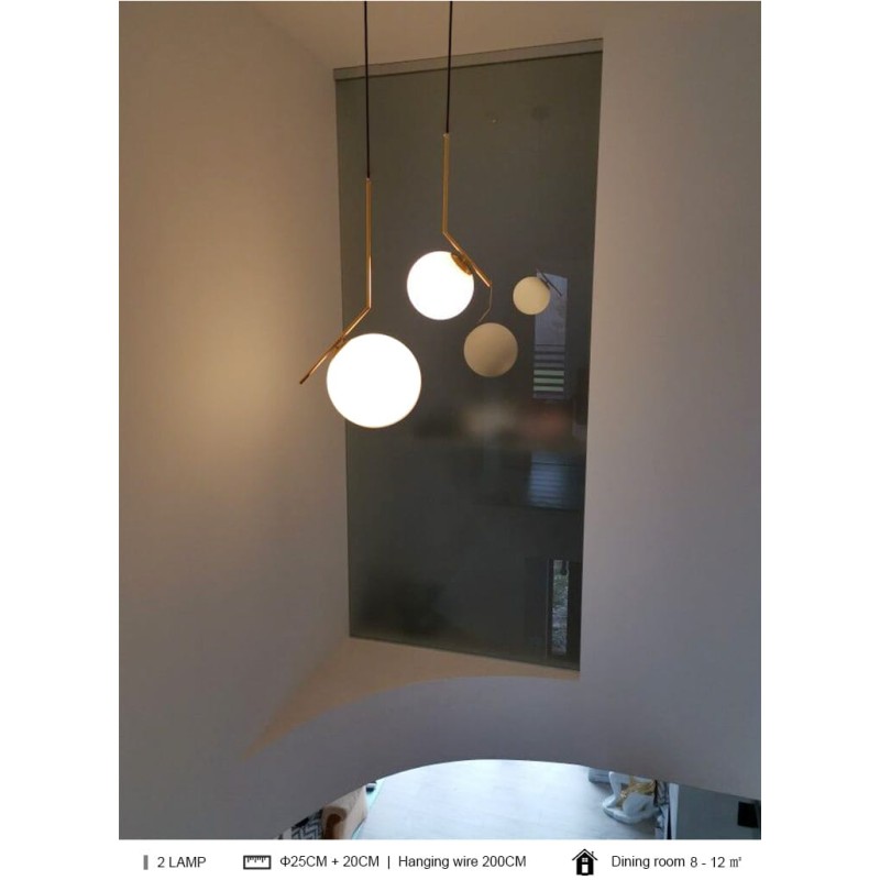 Lampa Wisząca Złota Kula Mleczna Toscana do kuchni