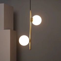 Świecąca Lampa Wisząca Szklane Kule Mleczna Złota Bari