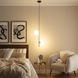 Świecąca Długa Lampa Wisząca Szklane Kule Mleczna Złota Bari do Salonu