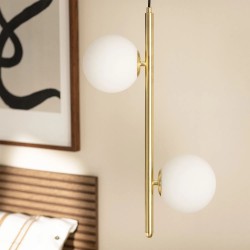 Lampa Wisząca Szklane Kule Mleczna Złota Bari nad stół