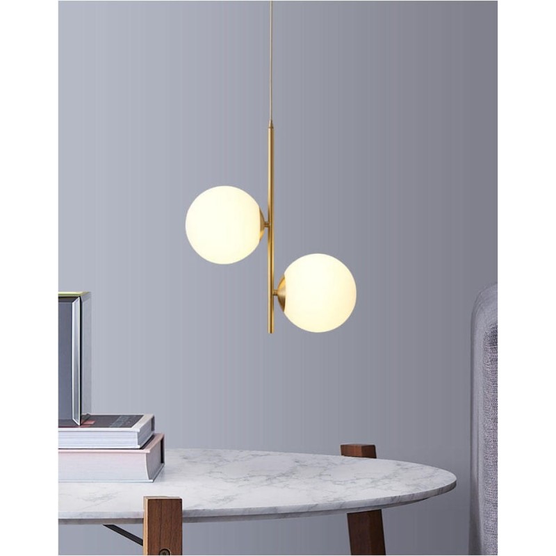 Lampa Wisząca nad stół Szklane Kule Mleczna Złota Bari