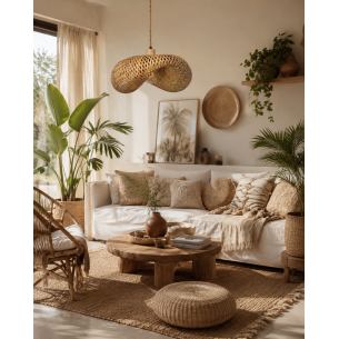 duża lampa boho kapelusz do salonu