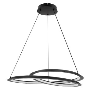 czarna lampa pierścieniowa LED nad stół