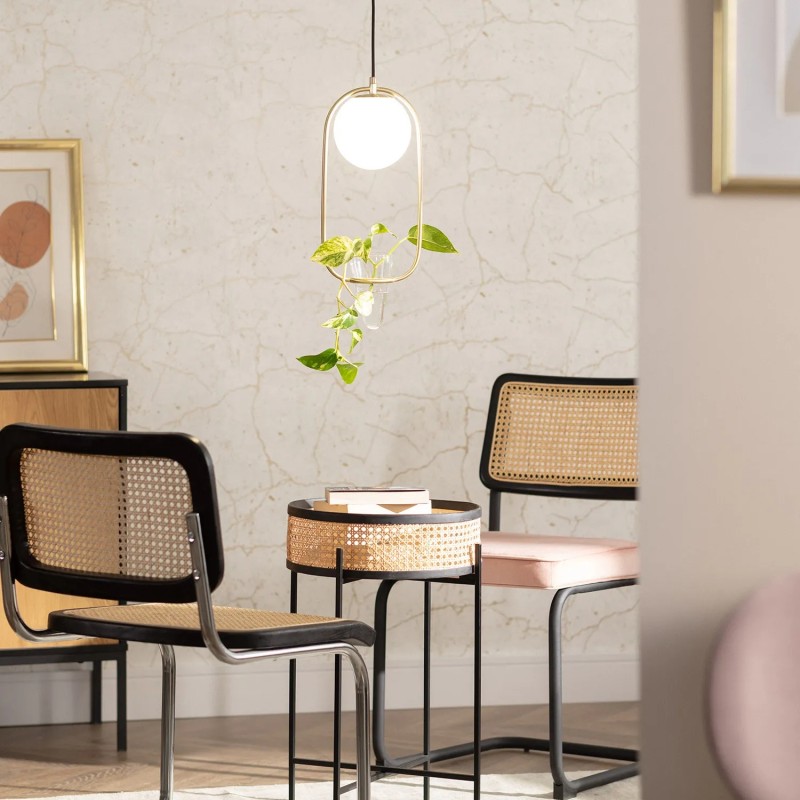 Świecąca Wisząca Lampa Złota z Kulą Mleczną Umbria