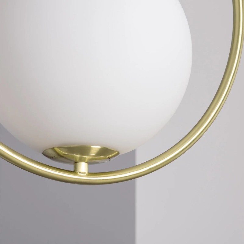 Lampa Wisząca Złota Mleczna Kula Rossi do sypialni