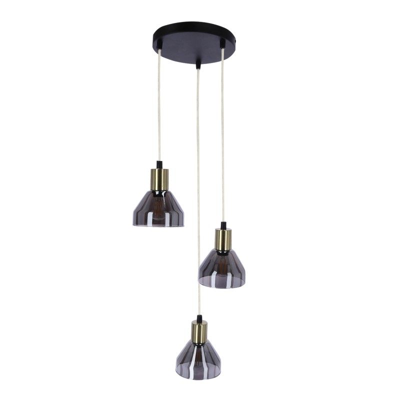 czarna lampa wisząca ze złotymi detalami