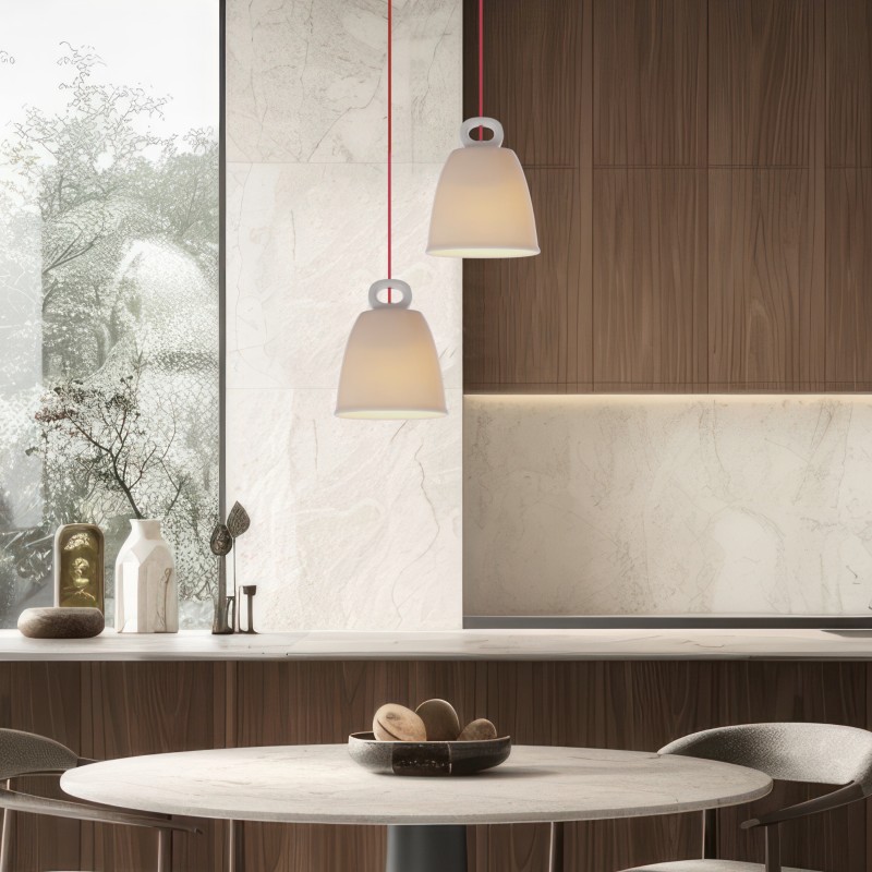 ceramiczna lampa wisząca biała E27