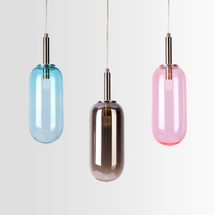 szklana lampa wisząca FIUGGI 1 różowa szklana lampa wisząca FIUGGI 1 różowa