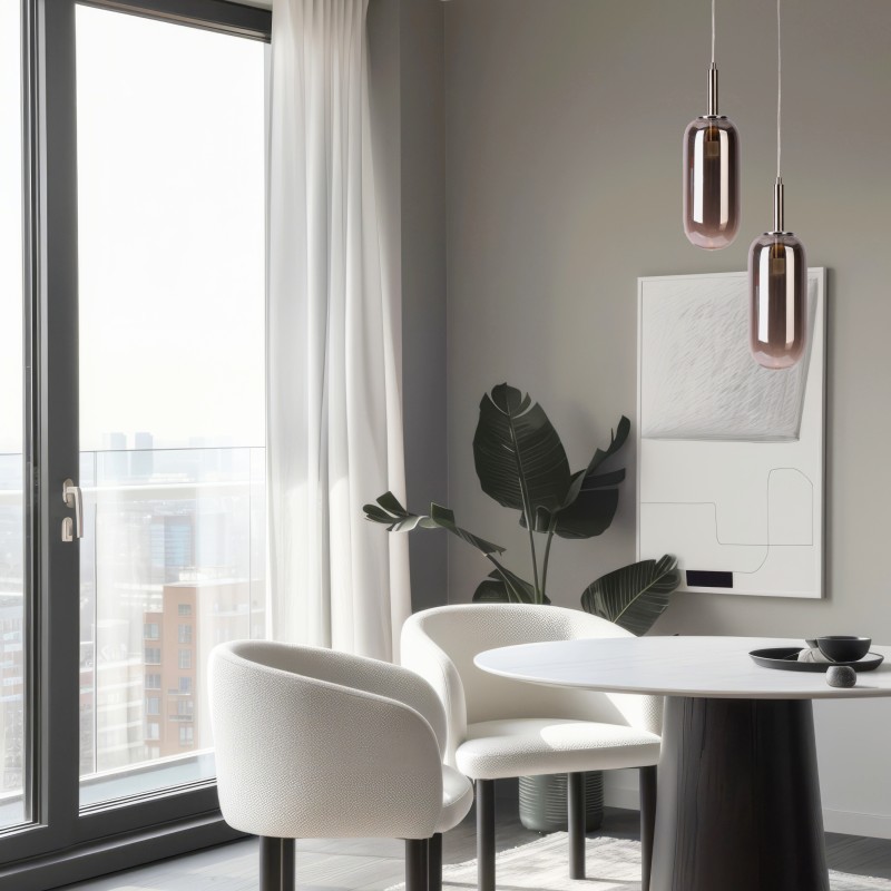 Srebrna lampa wisząca szklana FIUGGI LED Srebrna lampa wisząca szklana FIUGGI LED