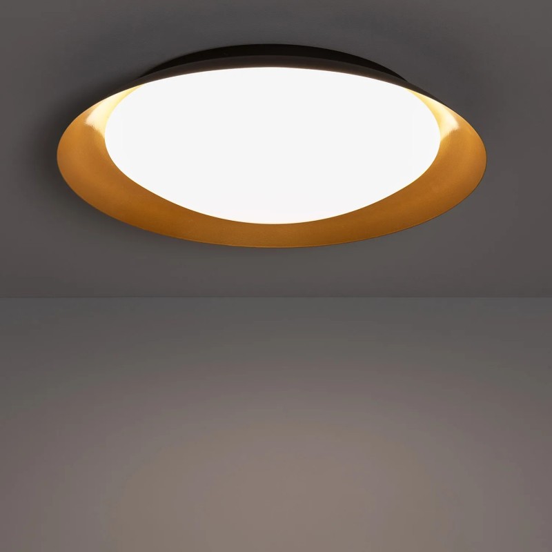 Plafon sufitowy led Czarno złoty Okrągły Costa do niskich pomieszczeń