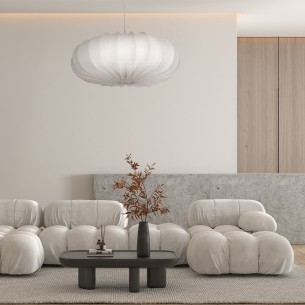 kremowa lampa wisząca z abażurem CAFEE 66 cm