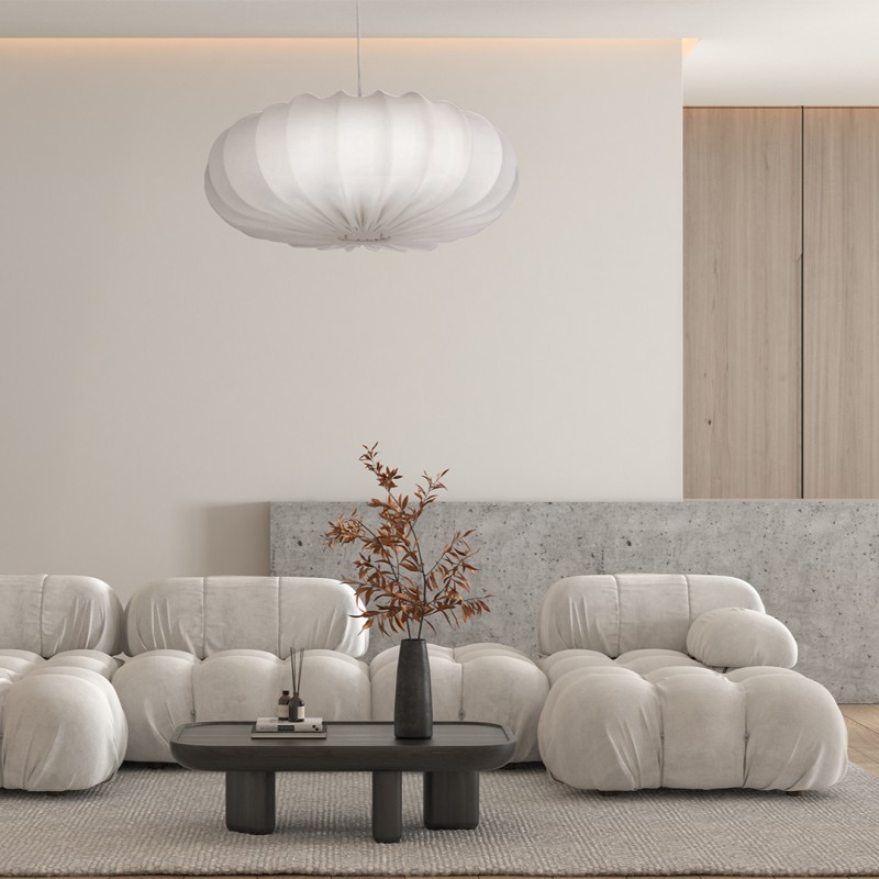 kremowa lampa wisząca z abażurem CAFEE 66 cm