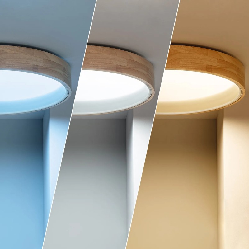 Plafon sufitowy naturalne drewno świecący w 3 barwach światłą