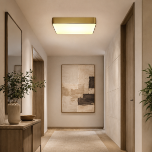 plafon LED mosiądz QUATTRO 35x35 cm