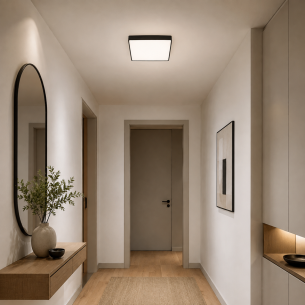 Nowoczesny czarny plafon led kwadratowy