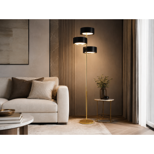 lampa podłogowa złota 3 czarne klosze ELM