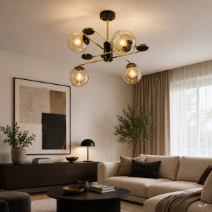 lampa sufitowa molekuły czarno złota ELM-31