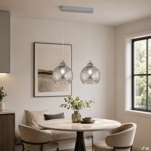 lampa wisząca 2 szklane kule chrom