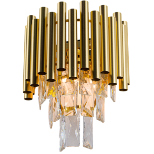złota lampa ścienna z kryształami