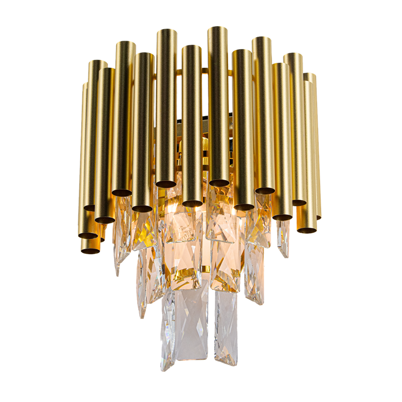 złota lampa ścienna z kryształami