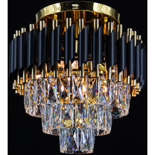 czarno złota lampa kryształowa do salonu