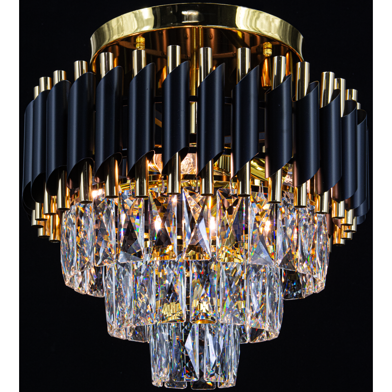 czarno złota lampa kryształowa do salonu