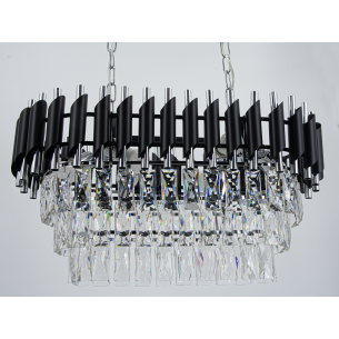 czarno chromowana lampa kryształowa nad stół