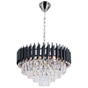 czarna lampa wisząca z kryształami TOLEDO