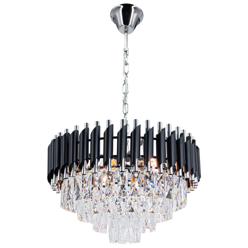 czarna lampa wisząca z kryształami TOLEDO