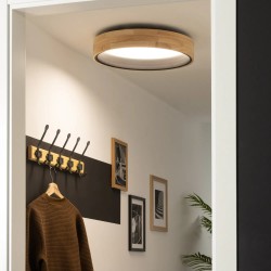 drewniany Plafon sufitowy LED 48cm Vero Black pokoju młodzieżowego