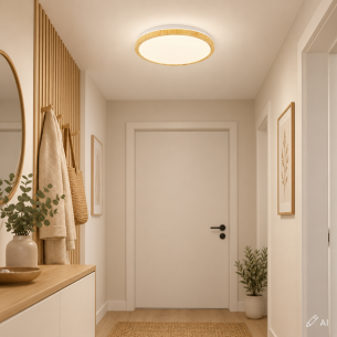 plafon LED GANDAVA 29 cm biały drewno