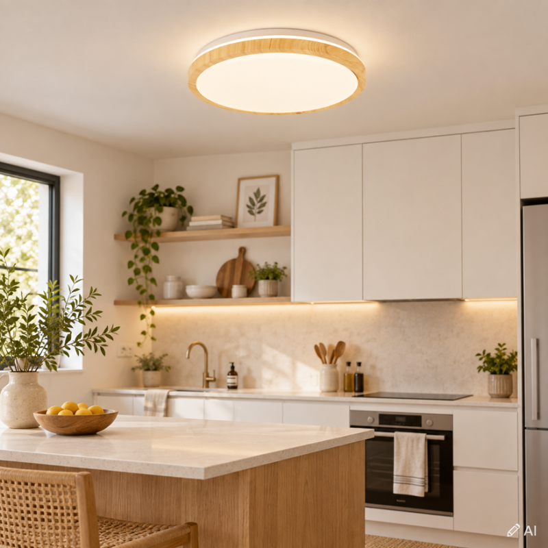 plafon LED GANDAVA 38 cm biały drewno plafon LED GANDAVA 38 cm biały drewno