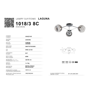 chromowana lampa metal szkło LAGUNA chromowana lampa metal szkło LAGUNA