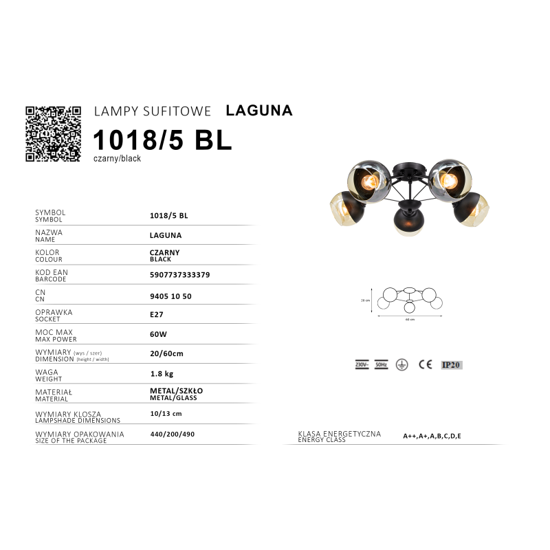 czarna lampa metal szkło LAGUNA czarna lampa metal szkło LAGUNA