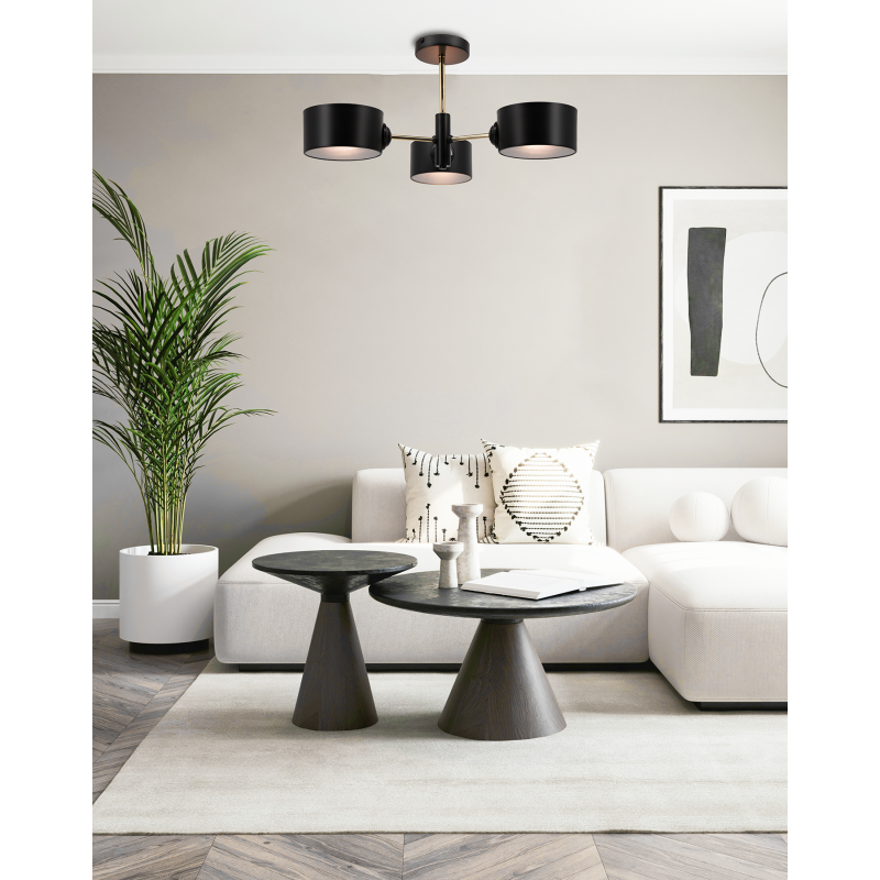 Czarno-złota lampa sufitowa VITO 3xE27 52 cm