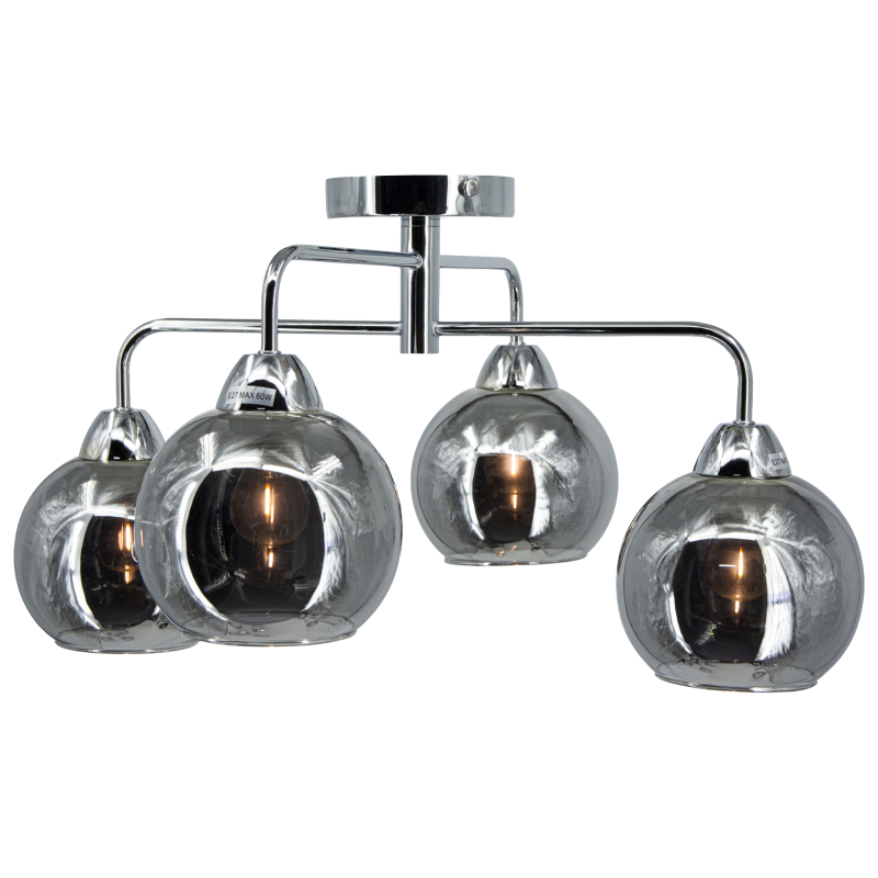 lampa sufitowa chrom metal szkło lampa sufitowa chrom metal szkło