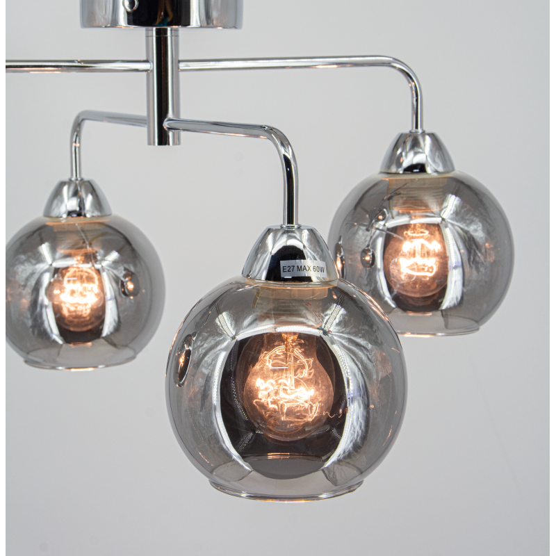 lampa sufitowa chromowana ze szklanymi kloszamy lampa sufitowa chromowana ze szklanymi kloszamy