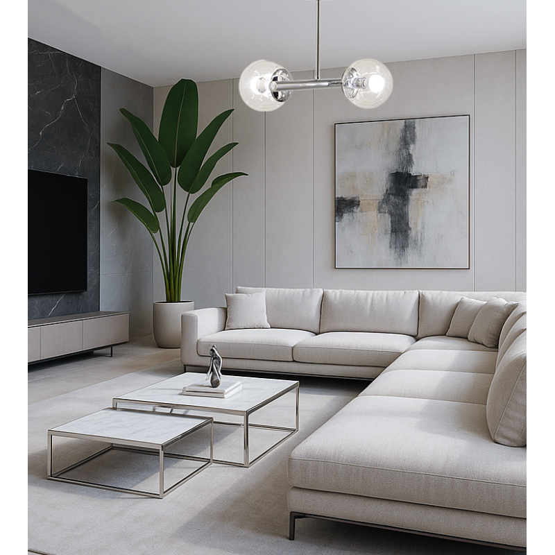 chromowana lampa metal szkło OTIS