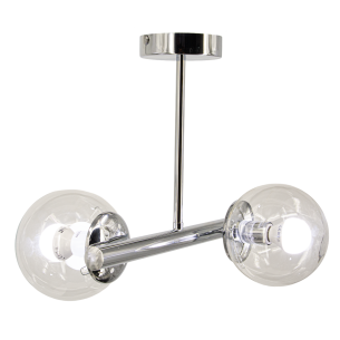 mała chromowana lampa sufitowa 2xE27