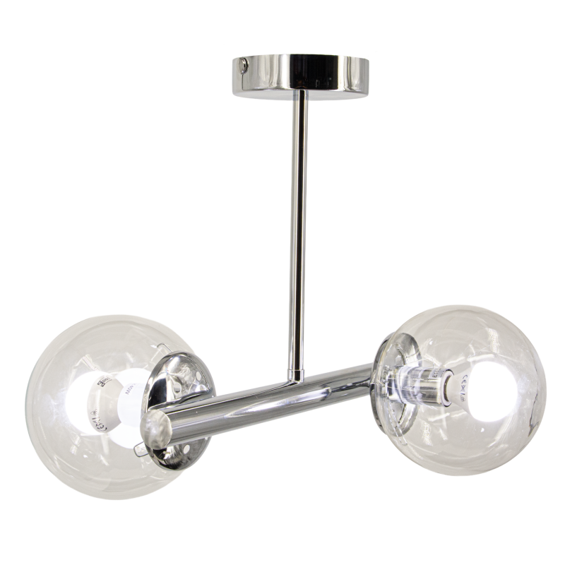 mała chromowana lampa sufitowa 2xE27