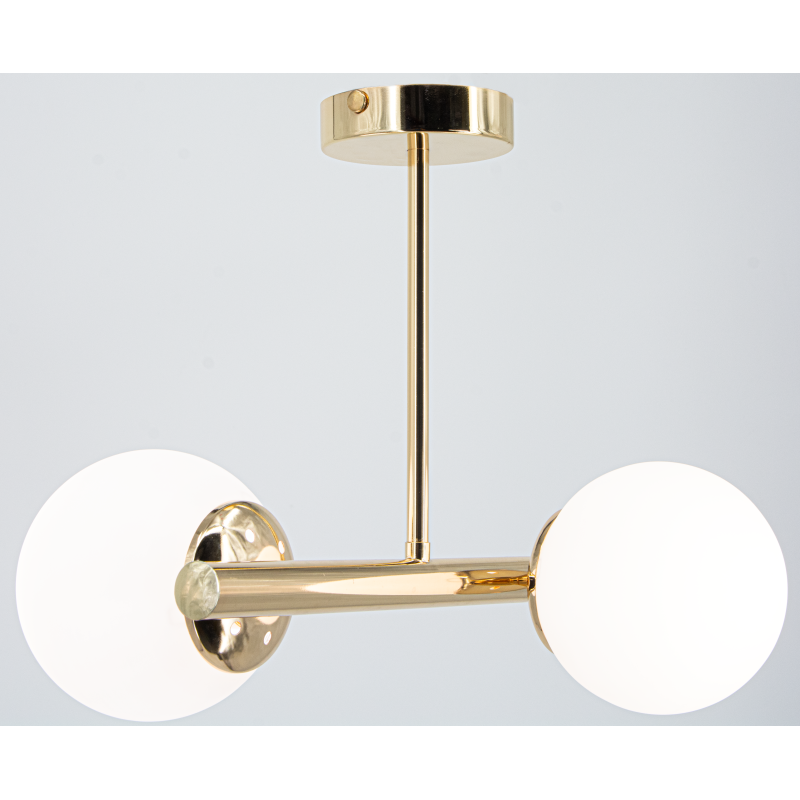 lampa złota sufitowa z mlecznymi kulami lampa złota sufitowa z mlecznymi kulami