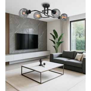 czarna lampa sufitowa TANGO 4xE27