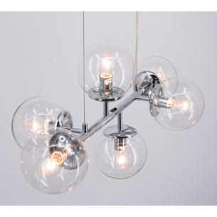chromowana lampa 6 punktów nad stół