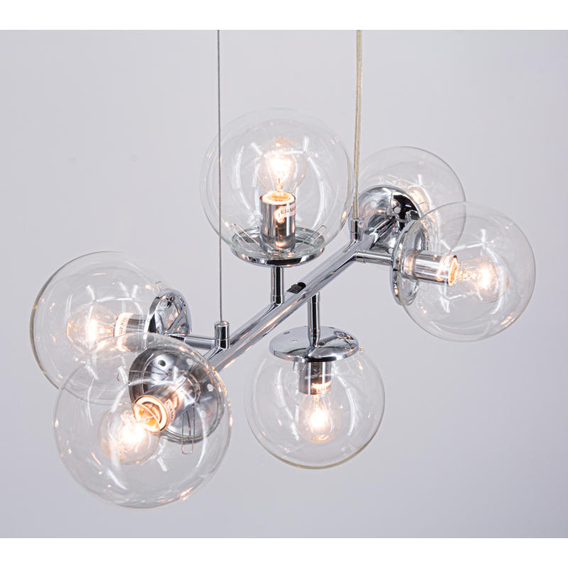 chromowana lampa 6 punktów nad stół