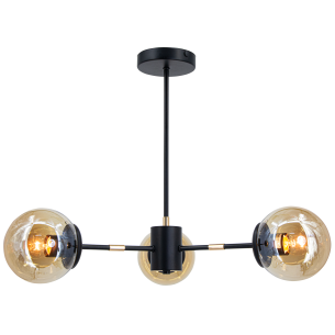 nowoczesna lampa ze szklanymi kulami czarno złota